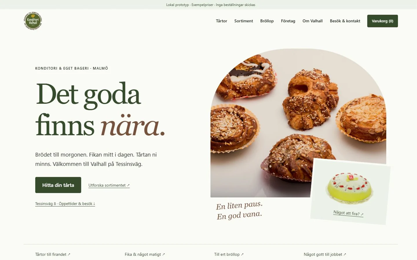 Konditori Valhall, arbetsprov i webbdesign